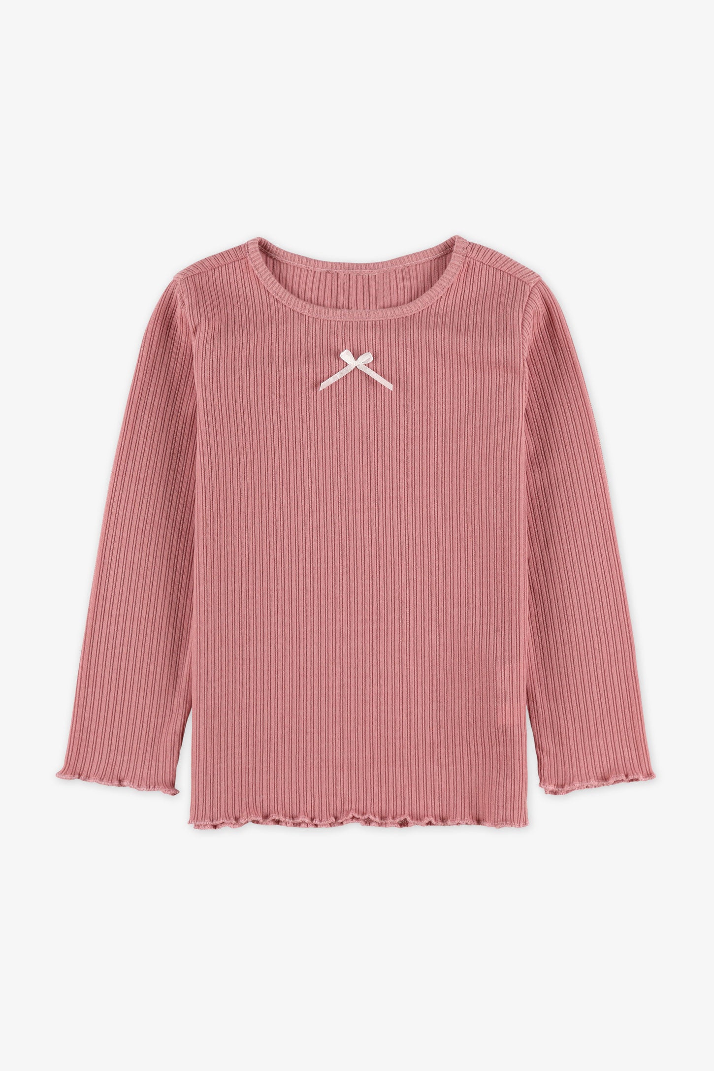 Chandail manches longues coton - Bébé fille && ROSE PALE
