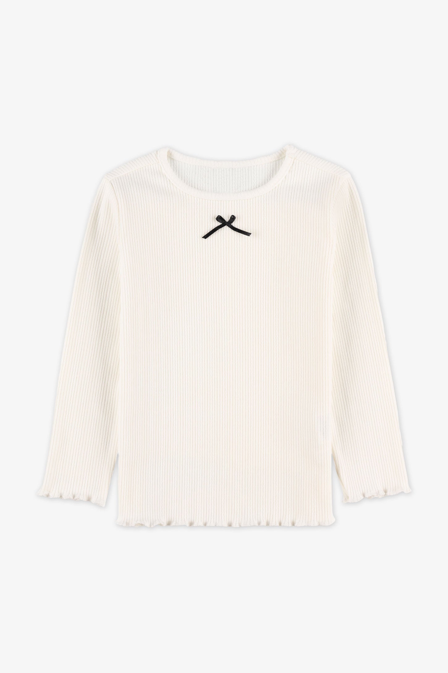 Chandail manches longues coton - Bébé fille && BLANC CASSÉ