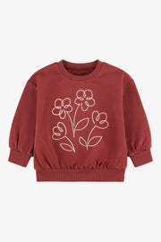 Chandail coton ouaté - Bébé fille && ROUGE