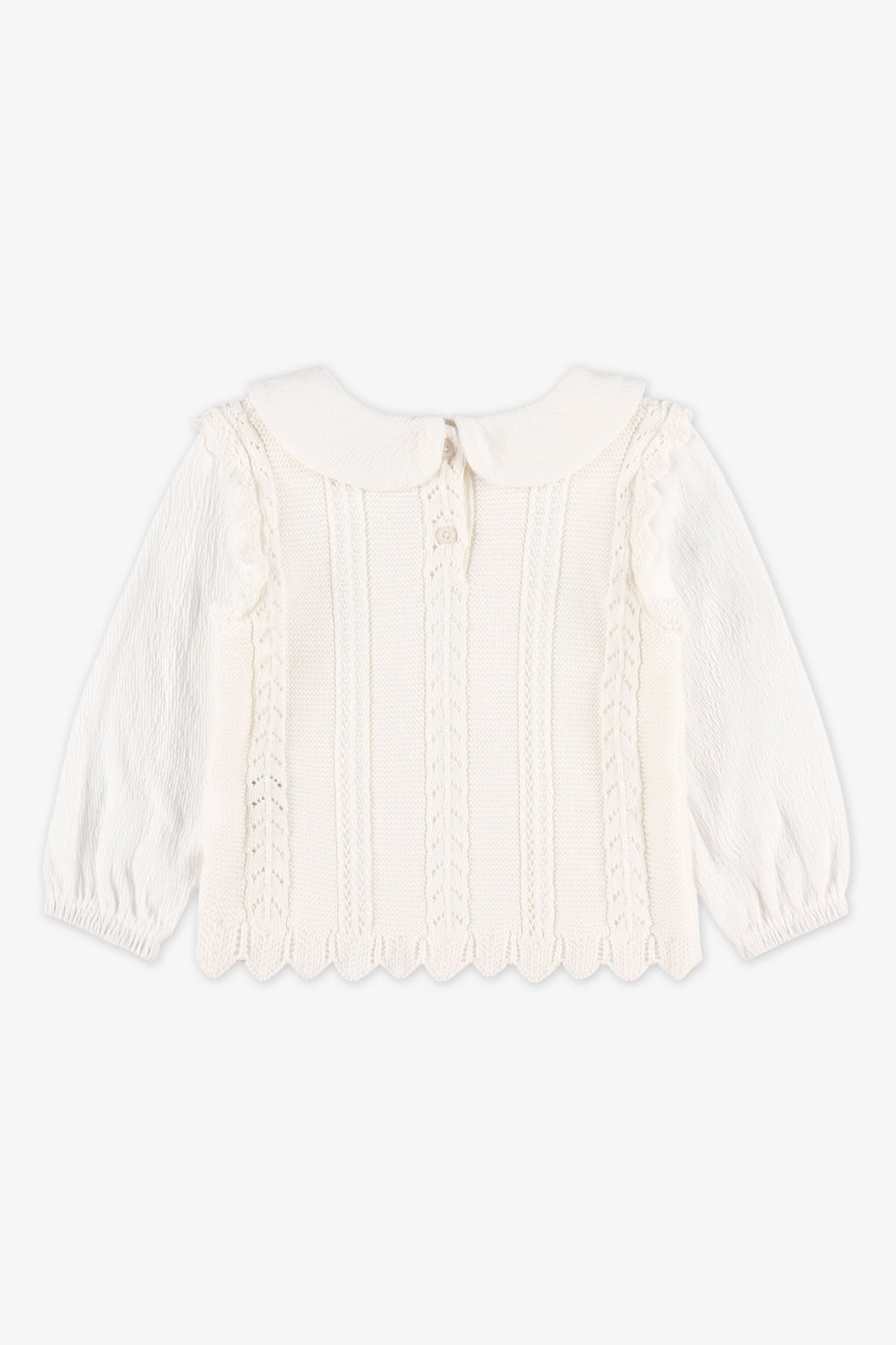Chandail col Claudine tricot - Bébé fille && BLANC CASSÉ