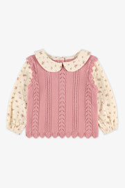 Chandail col Claudine tricot, 2T-3T - Bébé fille && ROSE PALE
