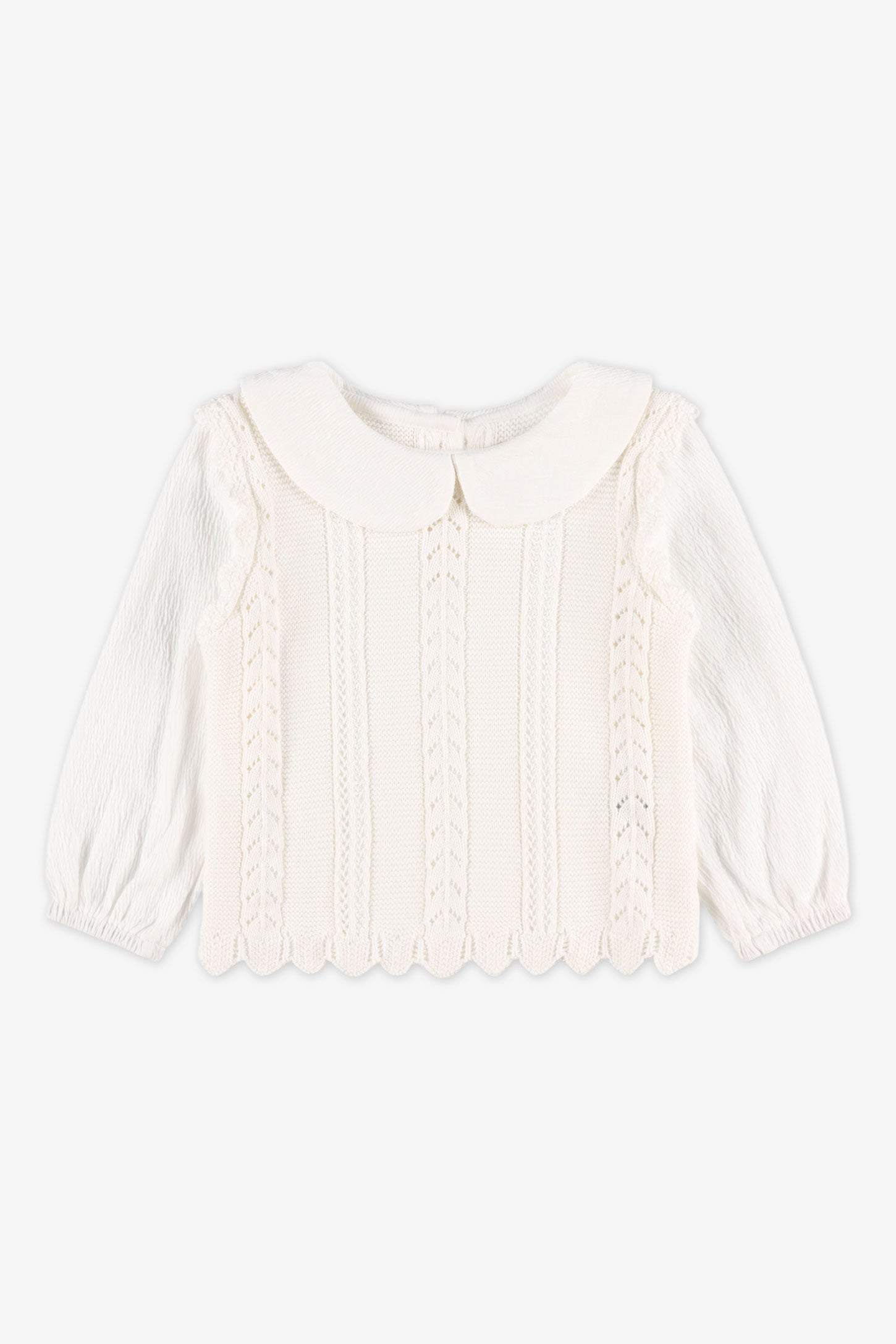 Chandail col Claudine tricot, 2T-3T - Bébé fille && BLANC CASSÉ