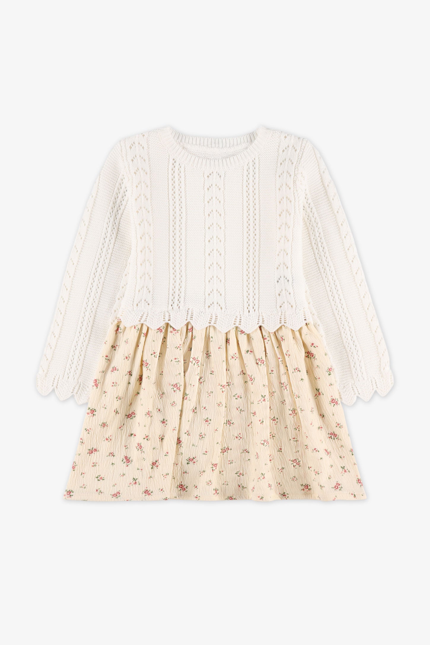 Robe tricot, 2T-3T - Bébé fille && BLANC CASSÉ