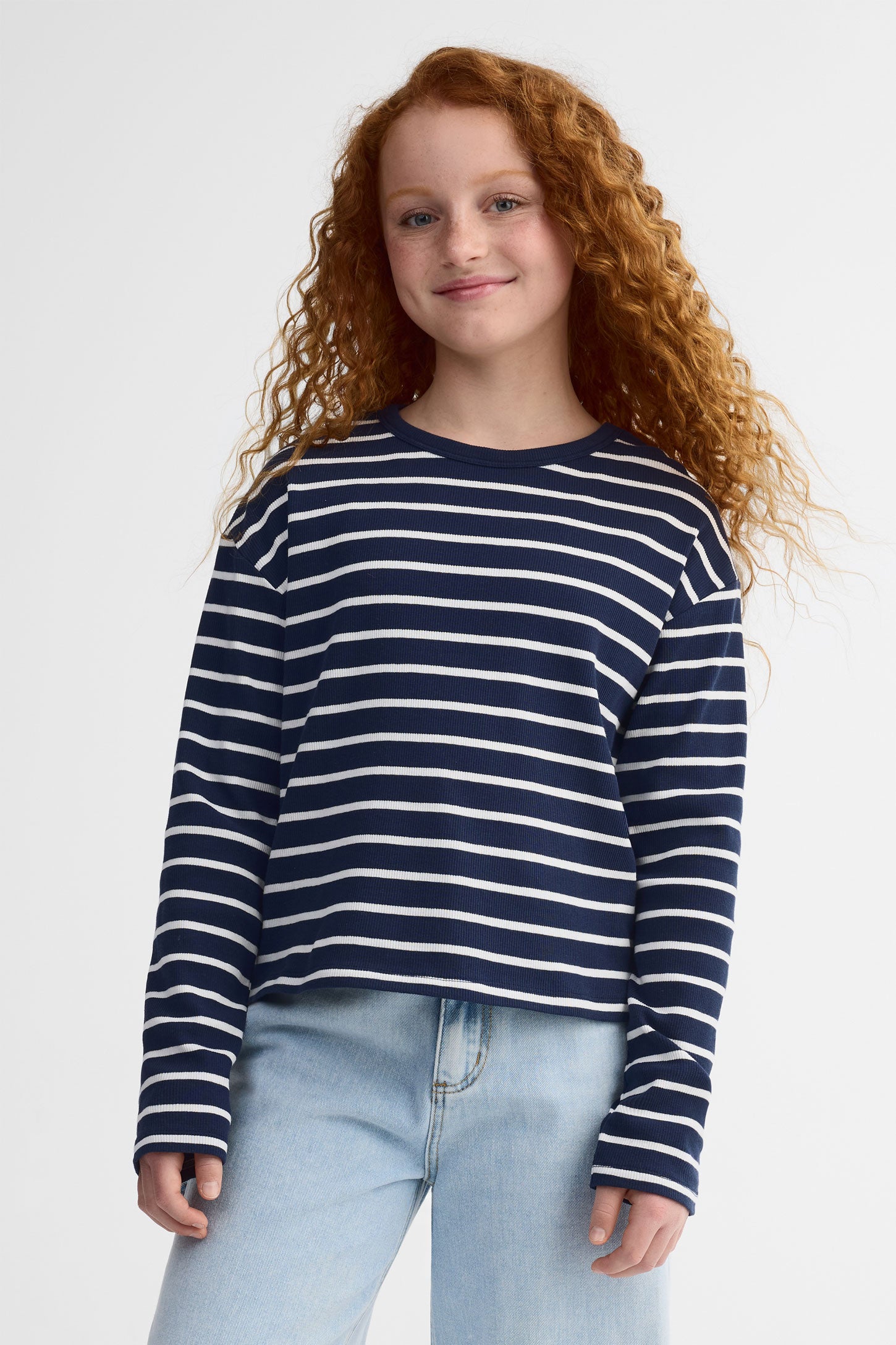 Chandail manches longues coton, 2/25$ - Ado fille && MARIN/MULTI