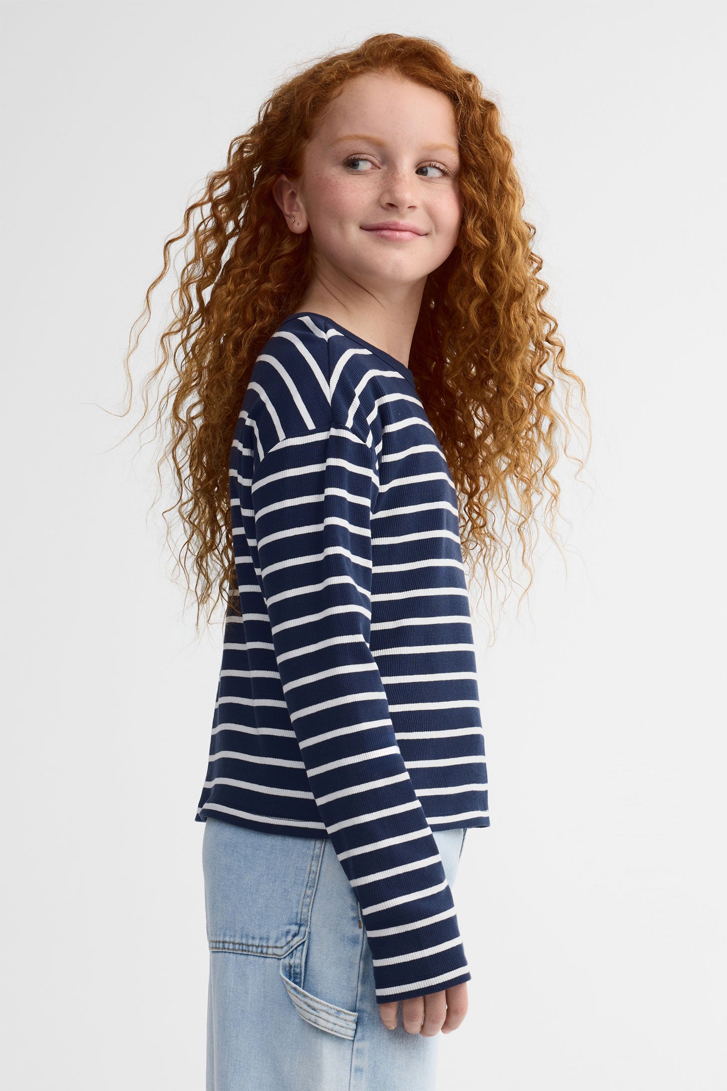 Chandail manches longues coton, 2/25$ - Ado fille && MARIN/MULTI