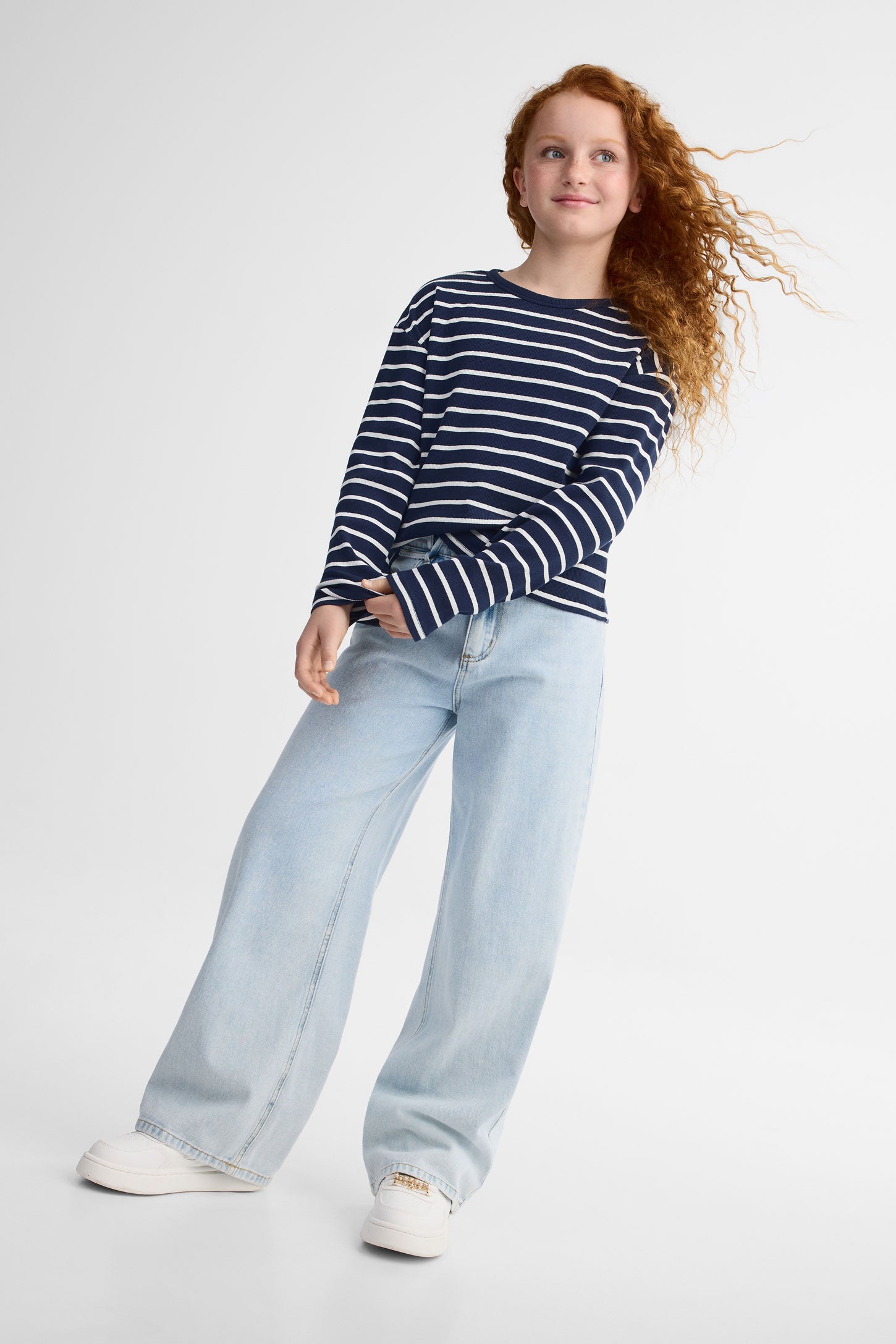 Chandail manches longues coton, 2/25$ - Ado fille && MARIN/MULTI