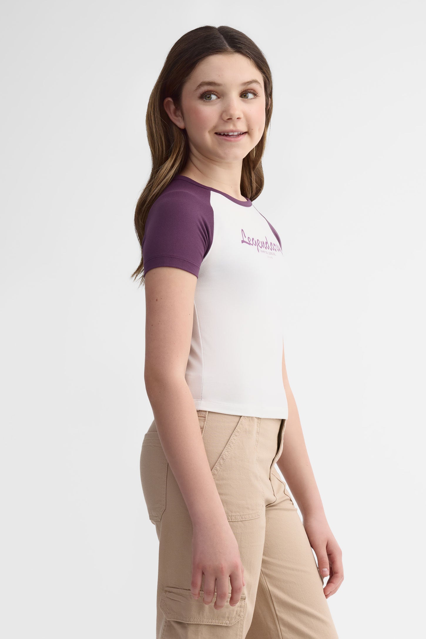 T-shirt col rond, 2/25$ - Ado fille && AUBERGINE