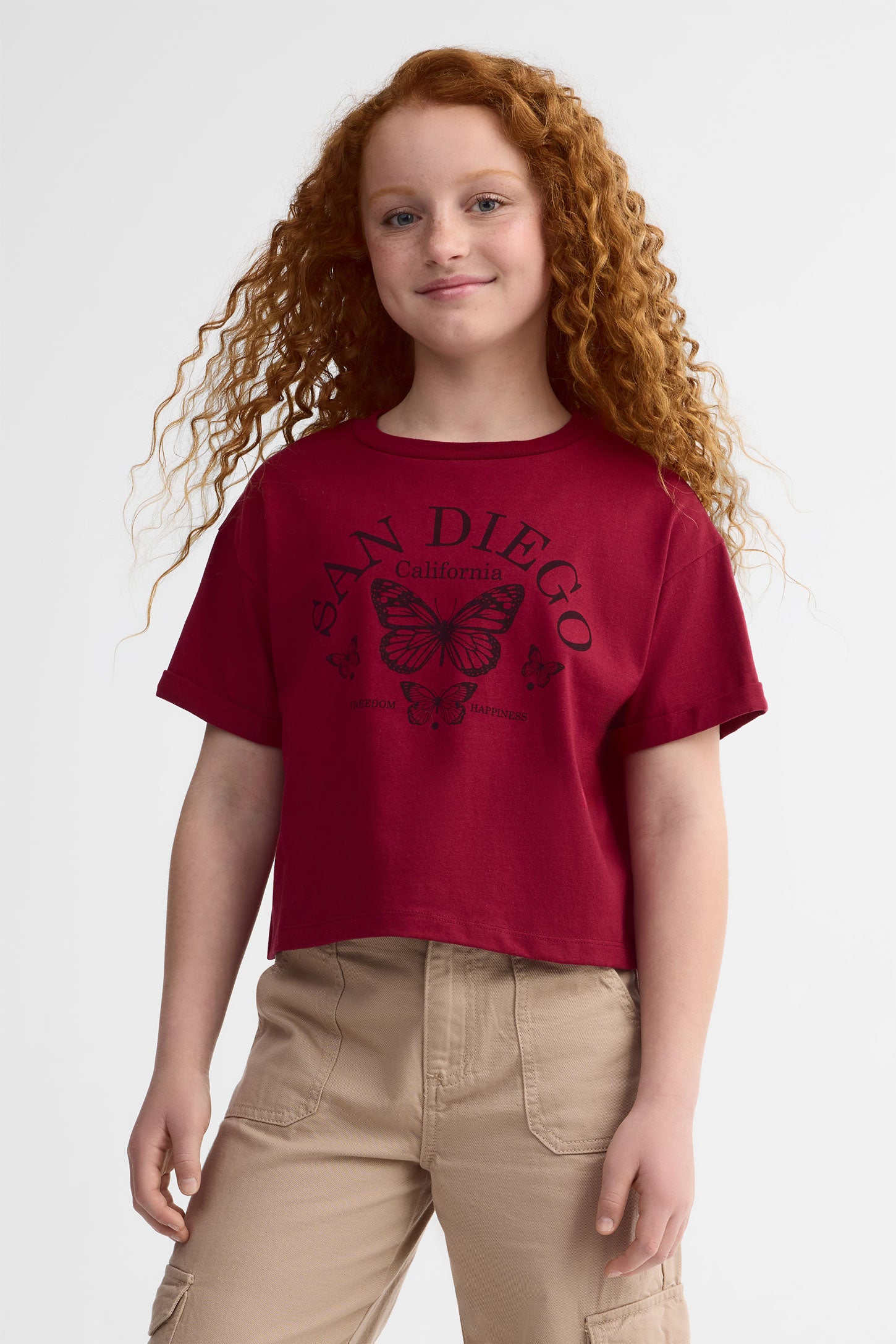 T-shirt col rond, 2/25$ - Ado fille && ROUGE