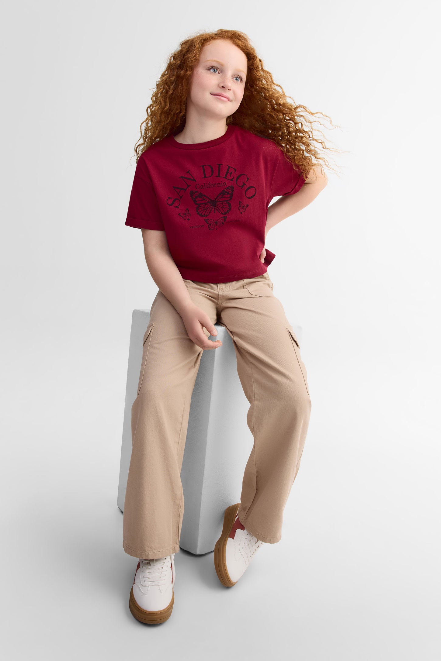 T-shirt col rond, 2/25$ - Ado fille && ROUGE