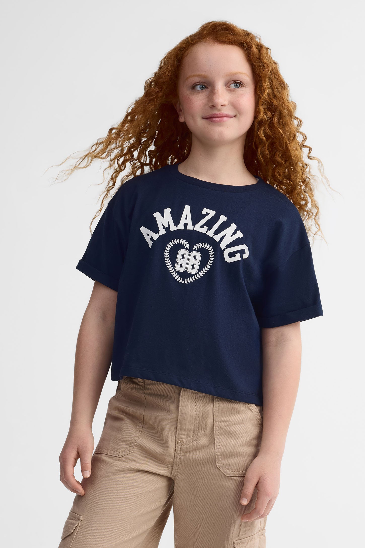 T-shirt col rond, 2/25$ - Ado fille && MARIN