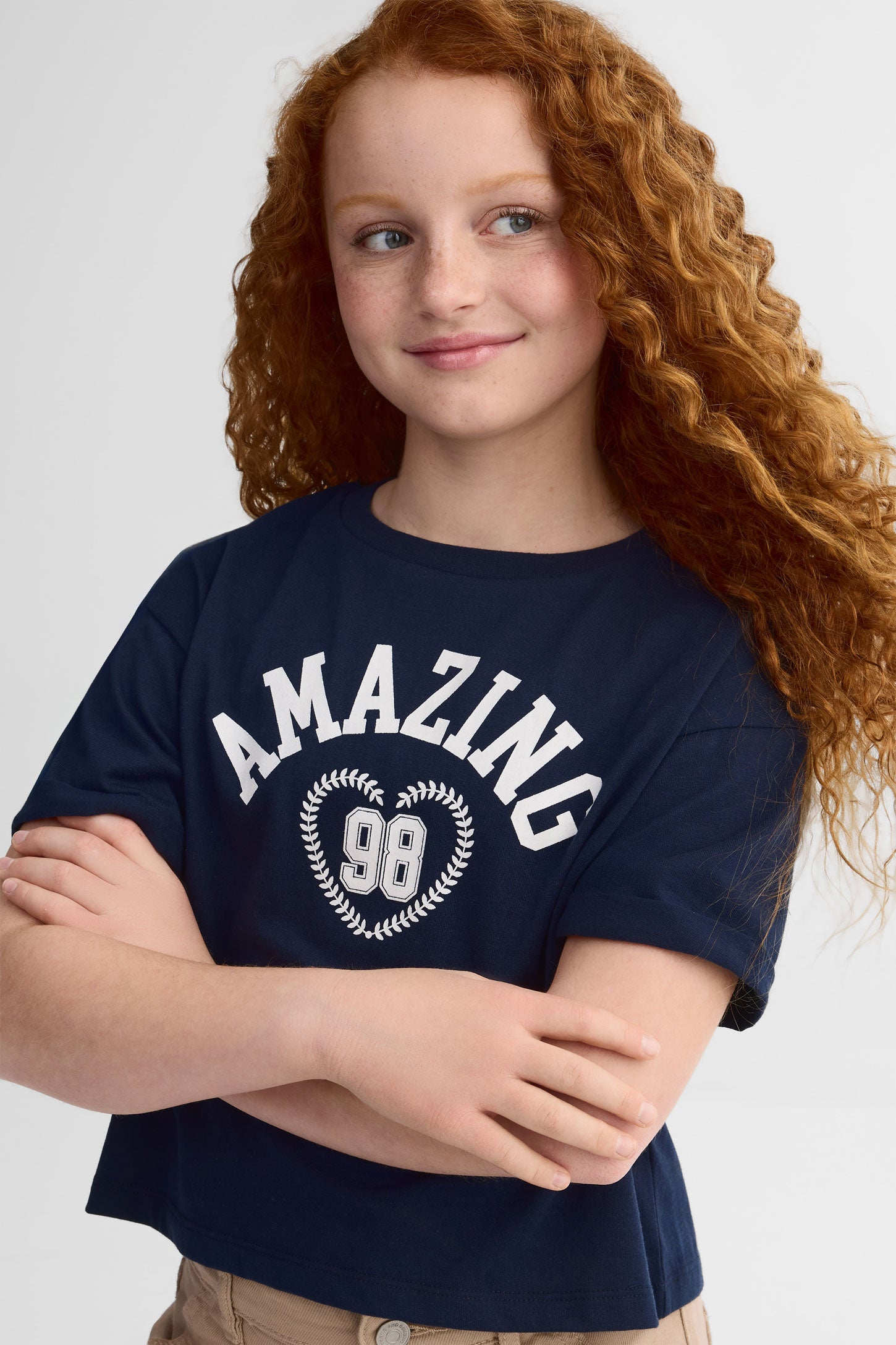 T-shirt col rond, 2/25$ - Ado fille && MARIN