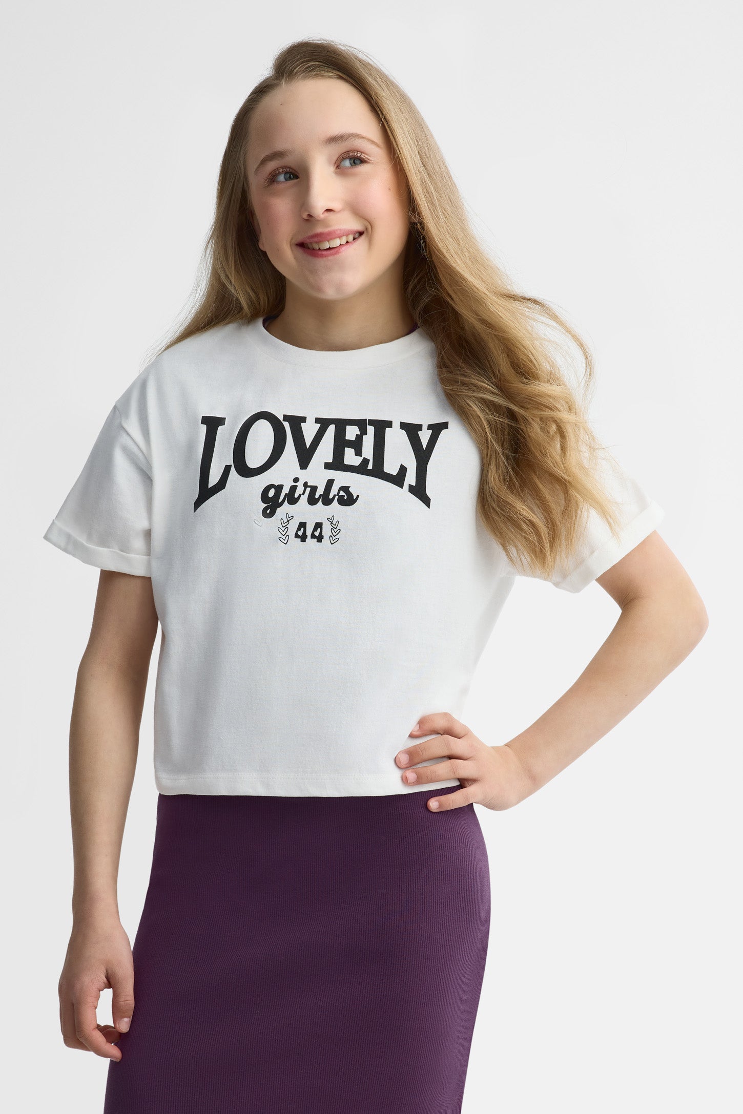 T-shirt col rond, 2/25$ - Ado fille && BLANC CASSÉ