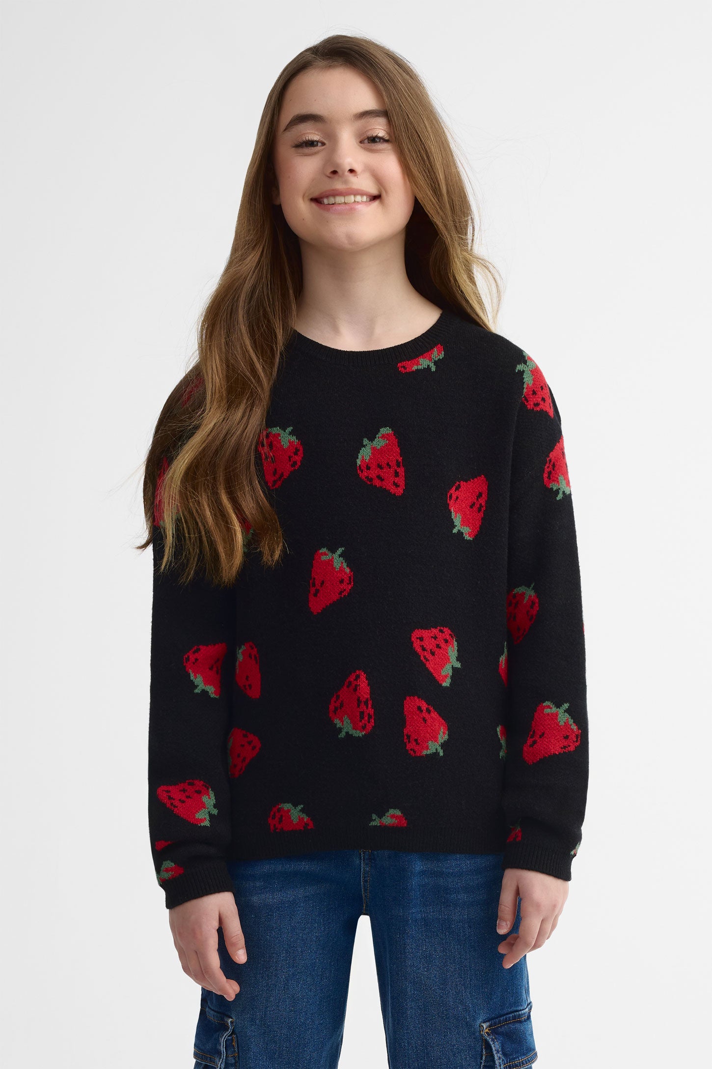 Chandail tricot manches longues - Ado fille && NOIR/MULTI