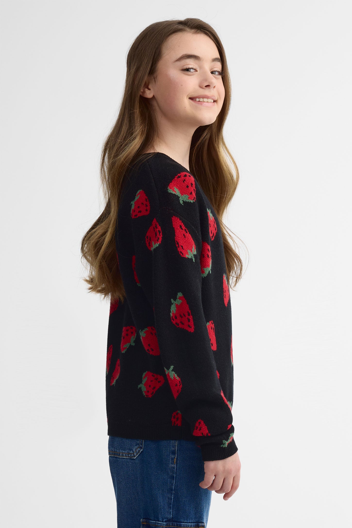 Chandail tricot manches longues - Ado fille && NOIR/MULTI