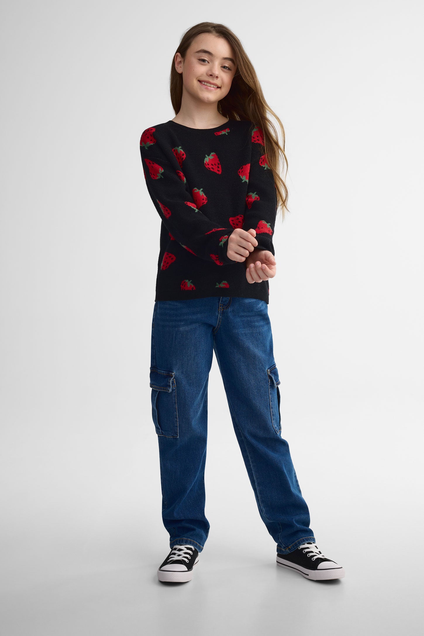 Chandail tricot manches longues - Ado fille && NOIR/MULTI