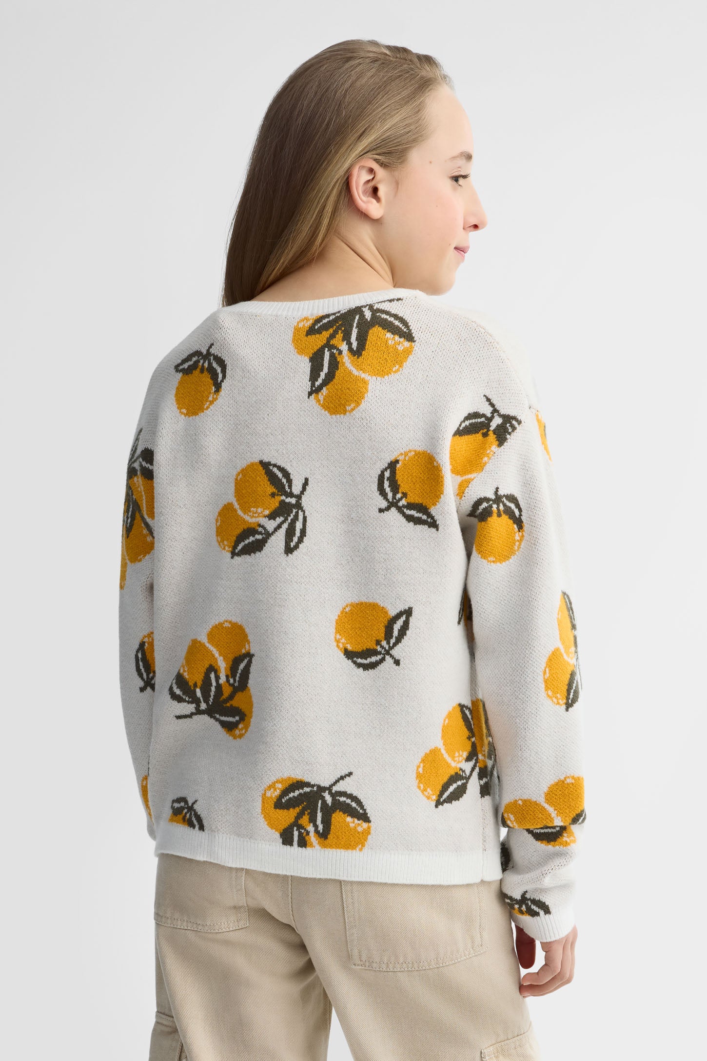 Chandail tricot manches longues - Ado fille && BLANC CASSÉ/MULTI