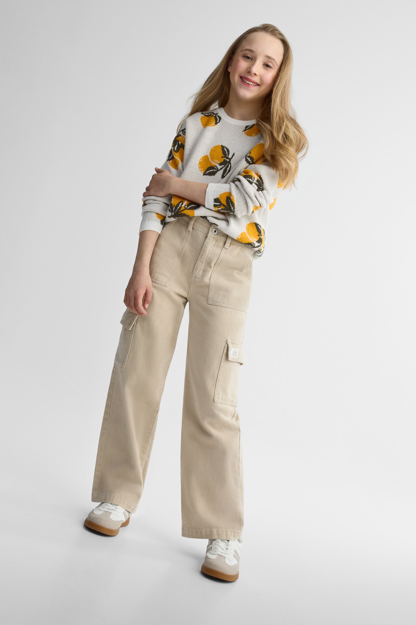 Chandail tricot manches longues - Ado fille && BLANC CASSÉ/MULTI