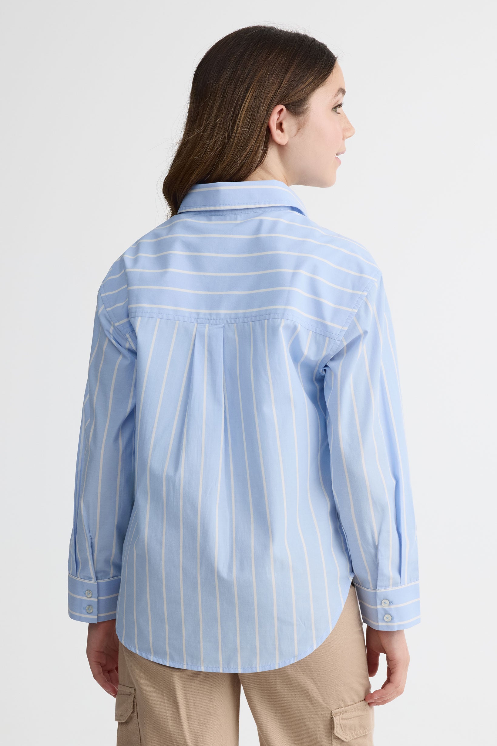 Chemise rayée manches longues - Ado fille && BLEU MULTI