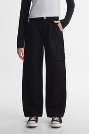 Jeans cargo coupe droite - Ado fille && NOIR