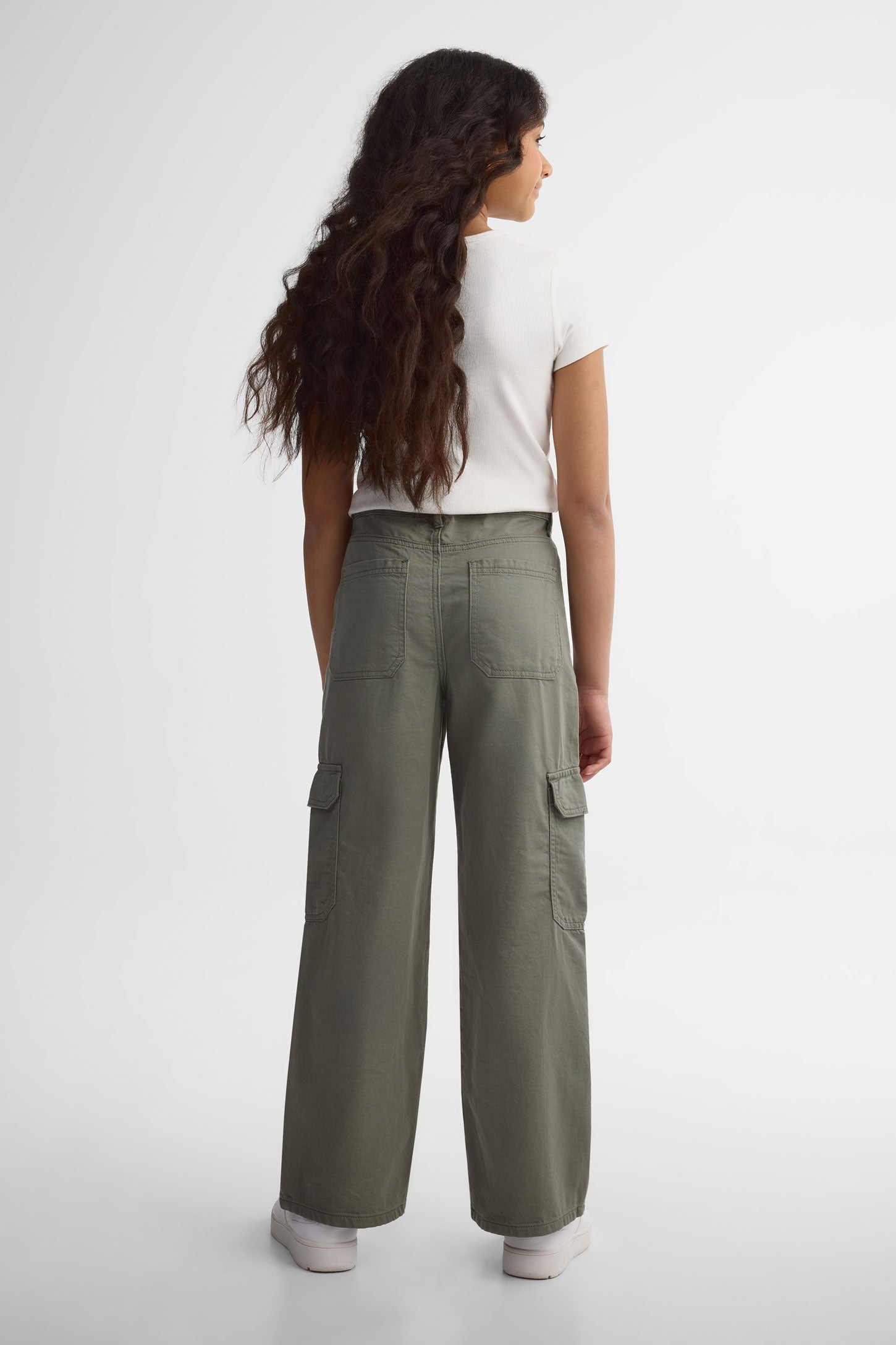 Jeans cargo coupe droite - Ado fille && KAKI
