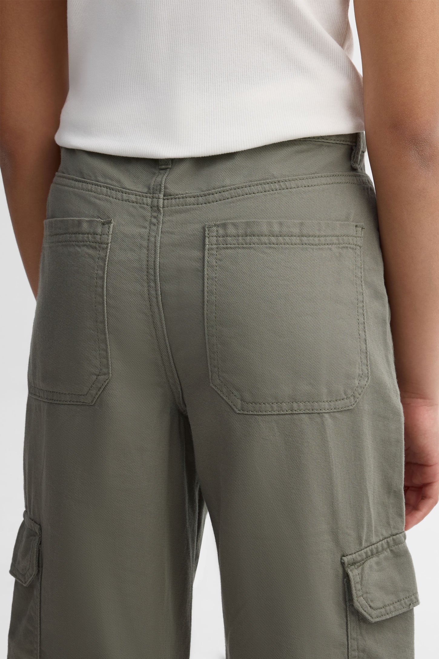 Jeans cargo coupe droite - Ado fille && KAKI