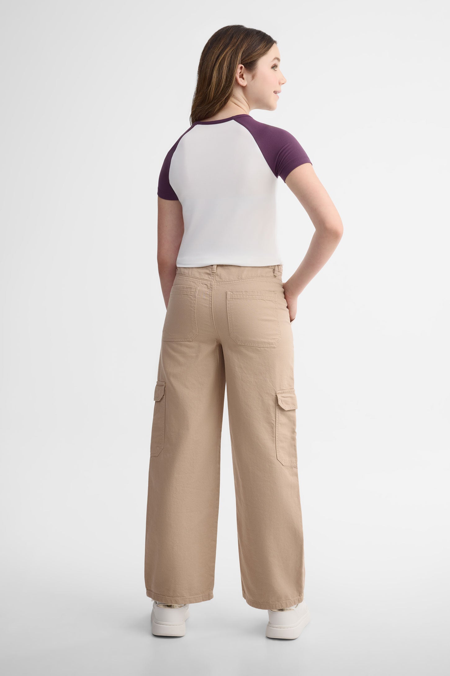 Jeans cargo coupe droite - Ado fille && BEIGE PALE