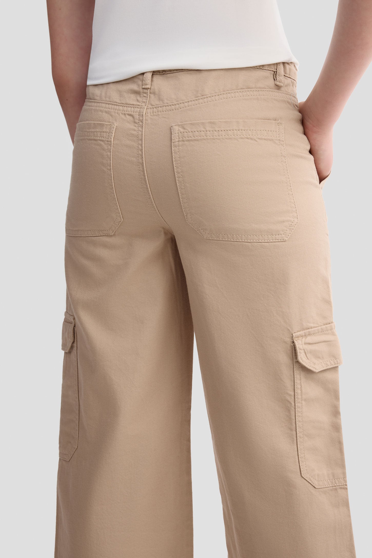 Jeans cargo coupe droite - Ado fille && BEIGE PALE
