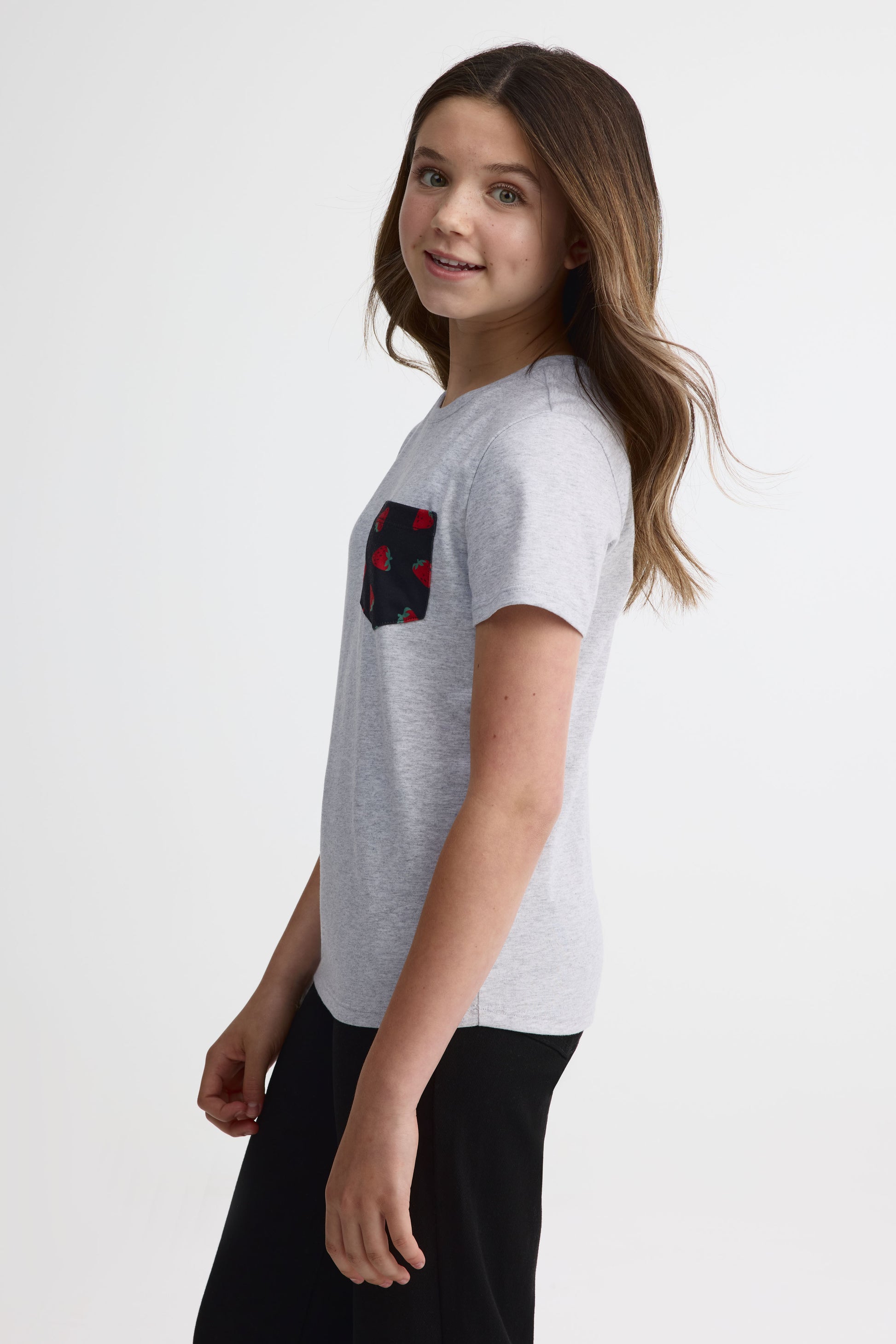 T-shirt à poche, 2/25$ - Ado fille && GRIS MIXTE