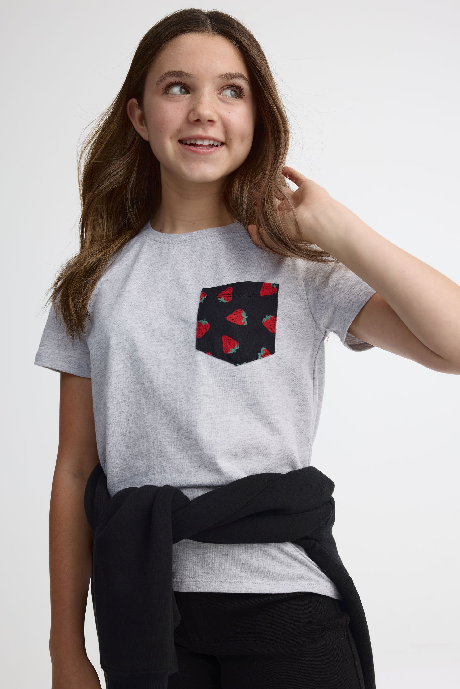 T-shirt à poche, 2/25$ - Ado fille && GRIS MIXTE