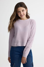 Chandail col rond tricot - Ado fille && LILAS
