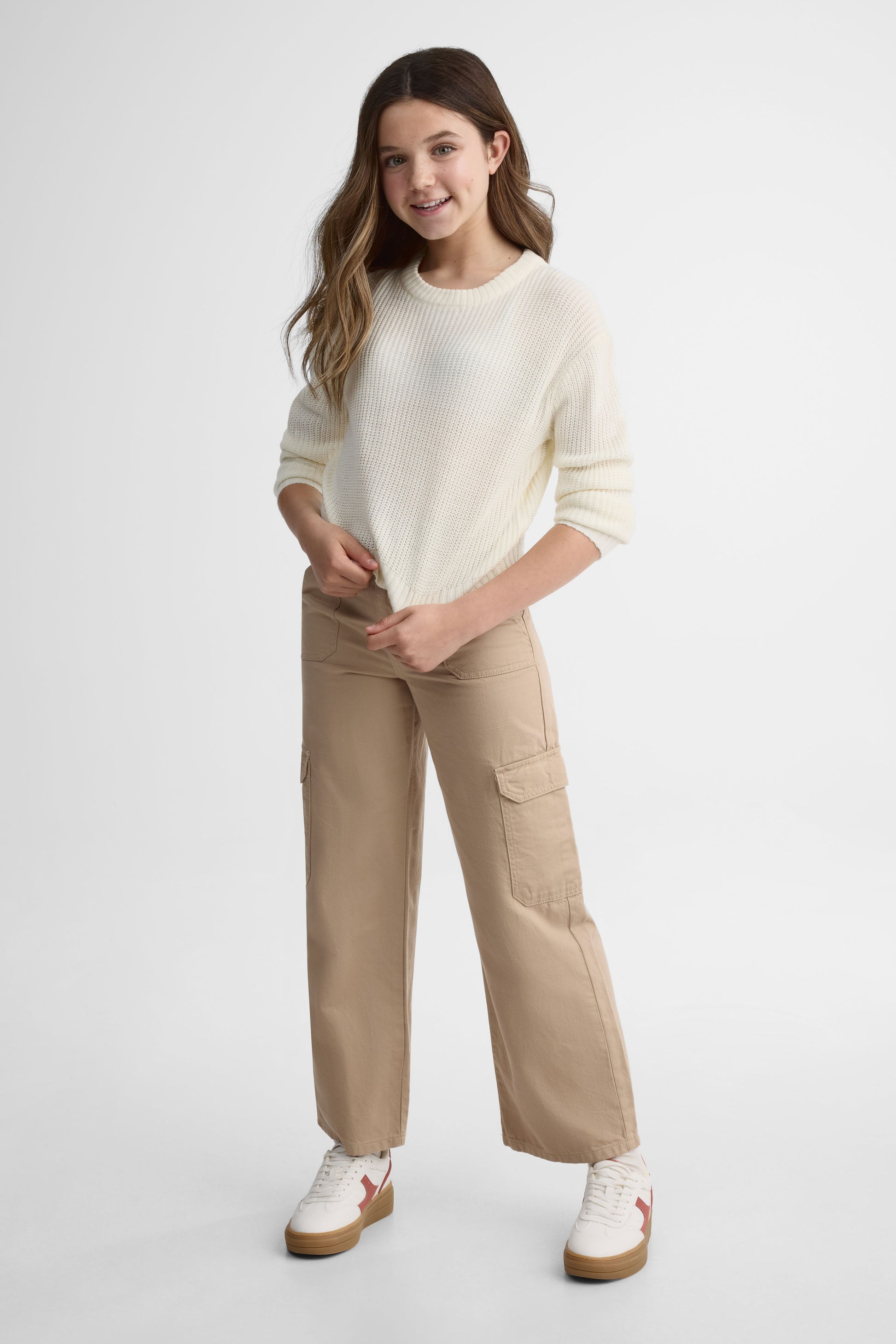 Chandail col rond tricot - Ado fille && BLANC CASSÉ