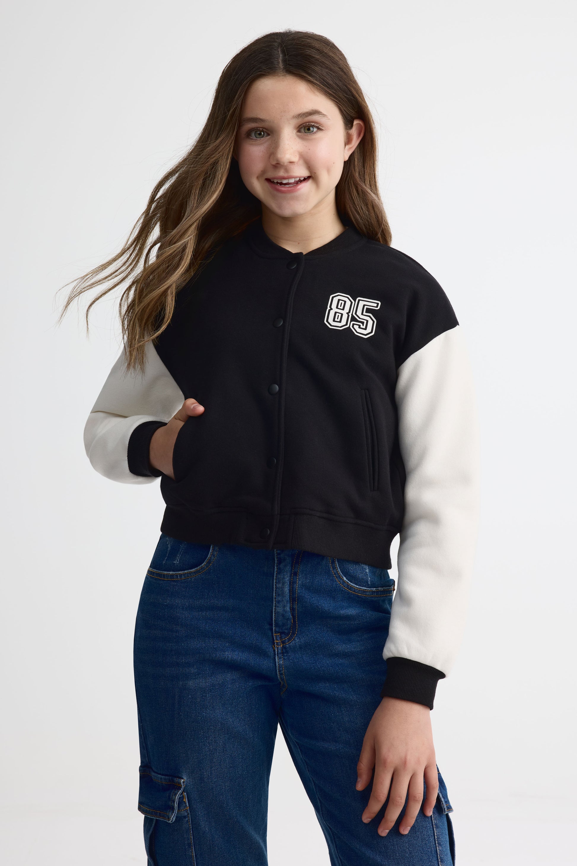 Veste ouatée style baseball - Ado fille && NOIR