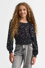 Chemisier manches bouffantes challis - Ado fille && NOIR/MULTI