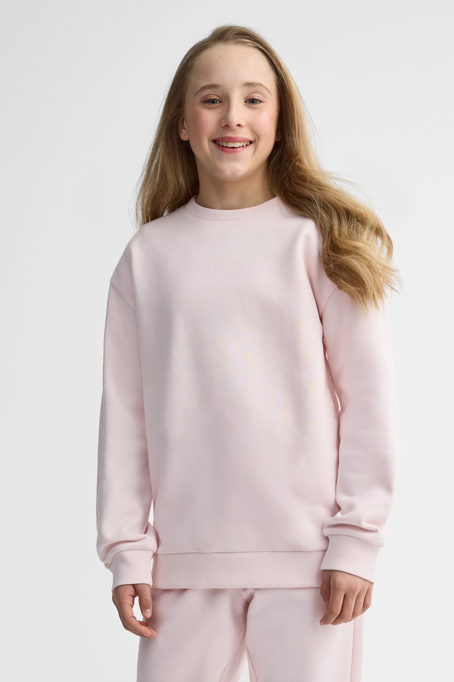 Chandail ouaté ample à manches longues - Ado fille && ROSE PALE