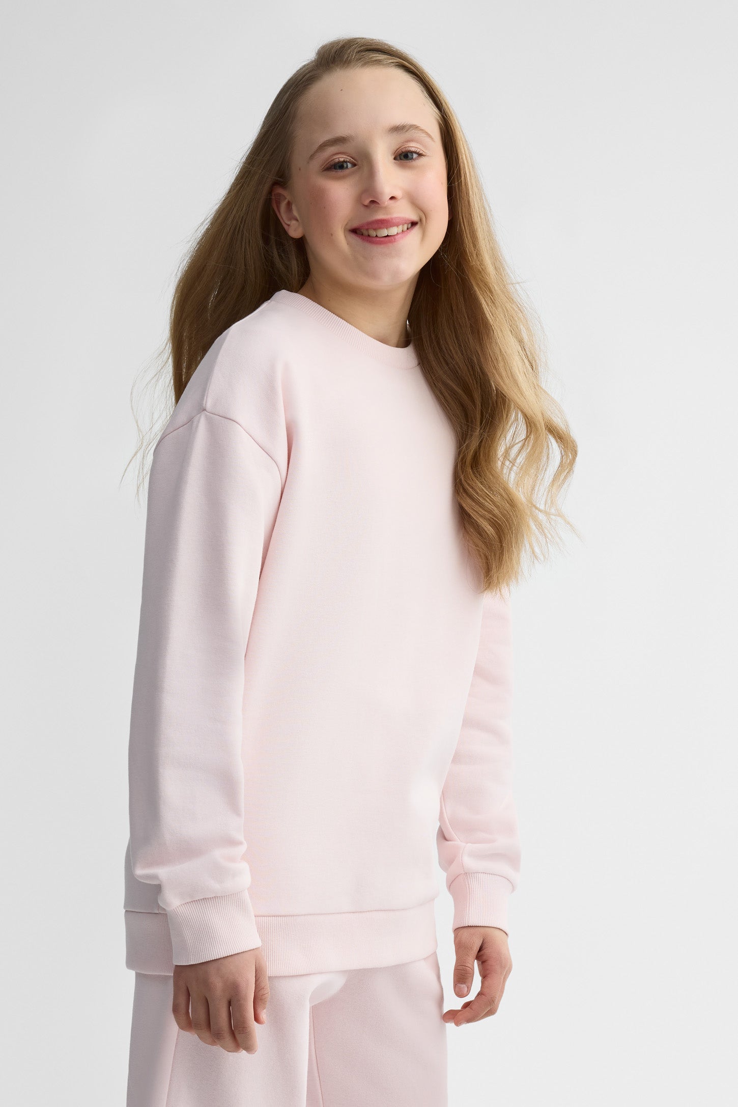 Chandail ouaté ample à manches longues - Ado fille && ROSE PALE