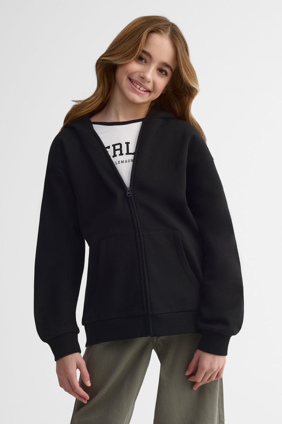 Veste ouatée oversize avec capuchon - Ado fille && NOIR