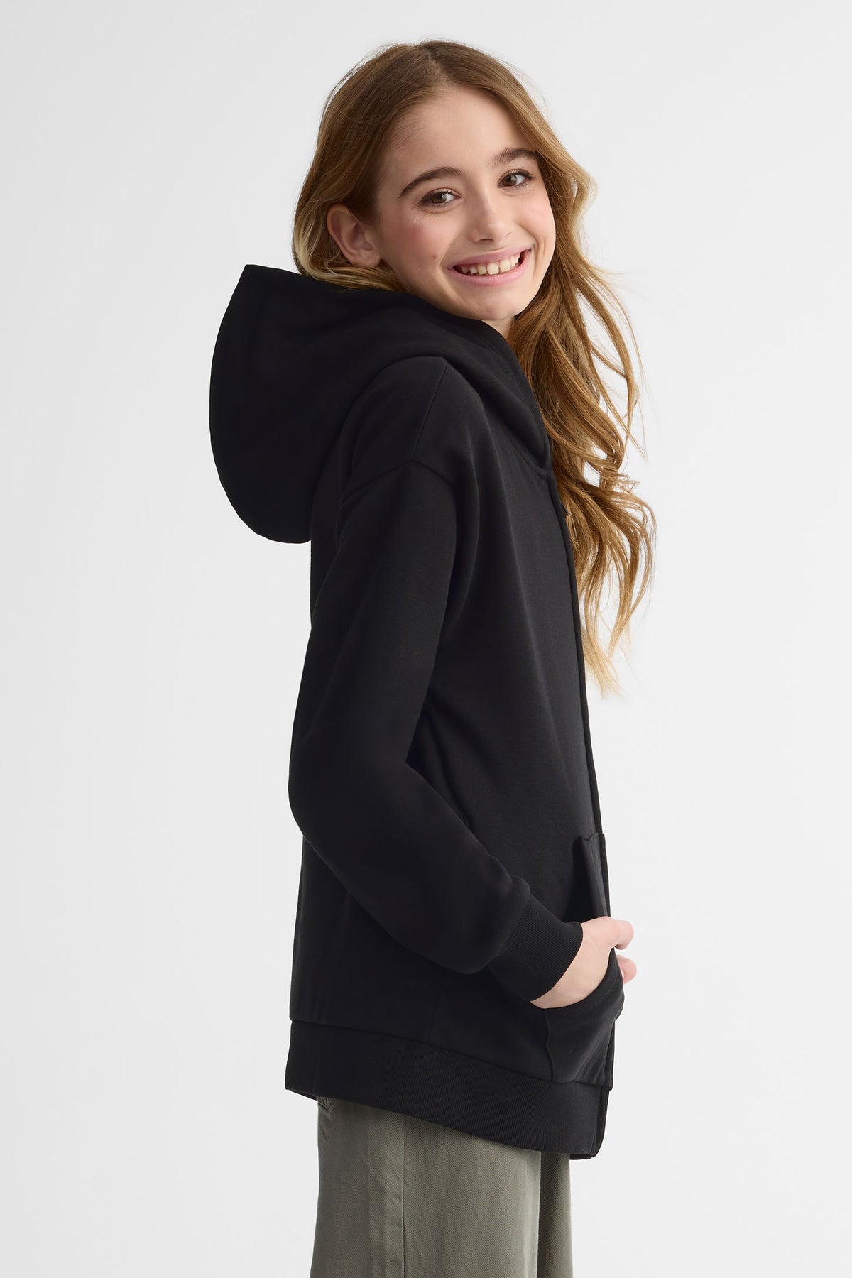 Veste ouatée oversize avec capuchon - Ado fille && NOIR
