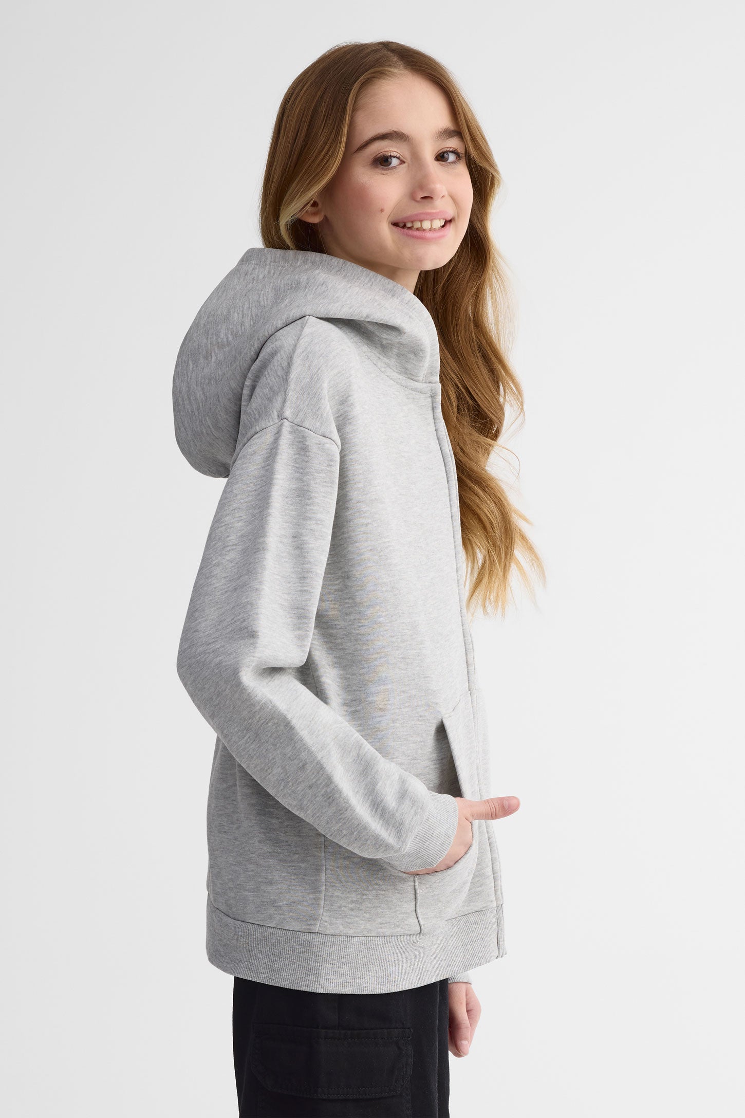 Veste ouatée oversize avec capuchon - Ado fille && GRIS MIXTE