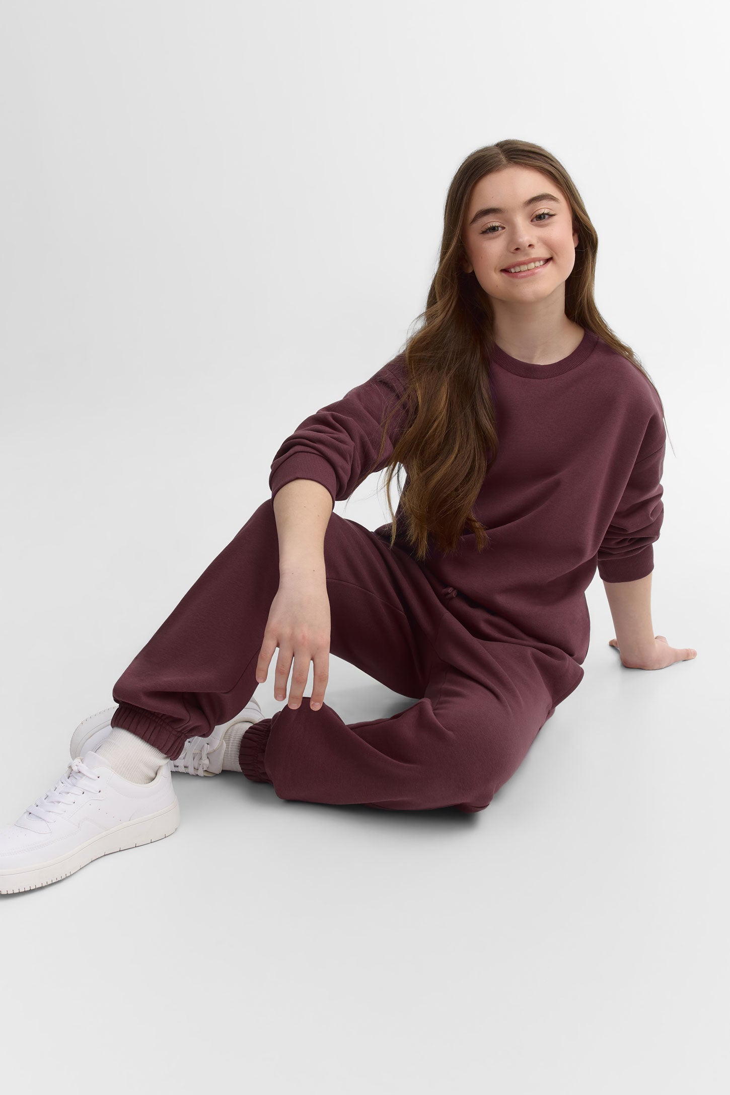 Pantalon jogger ouaté - Ado fille && AUBERGINE