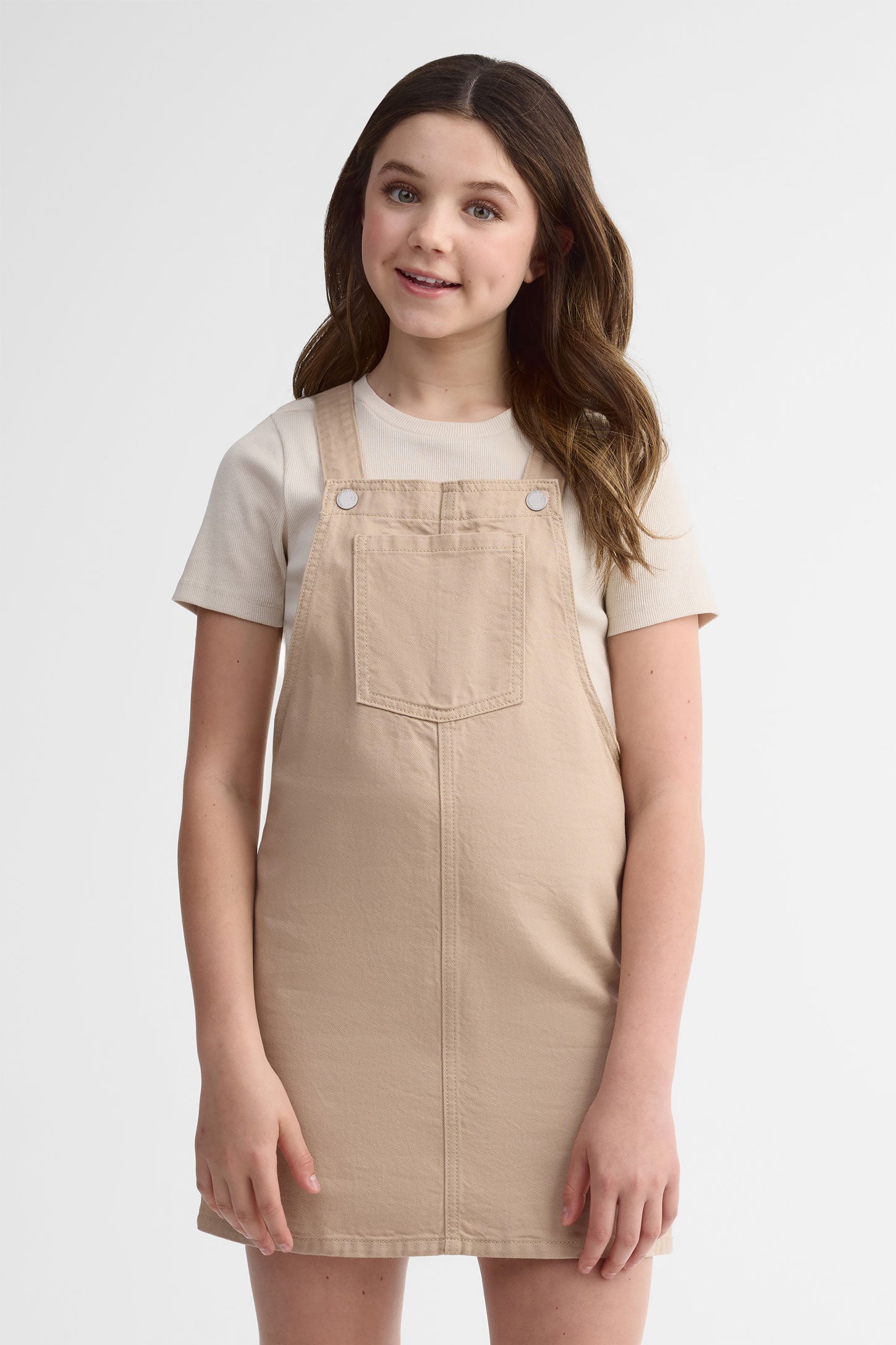 Robe-tablier en jeans - Ado fille && BEIGE PALE