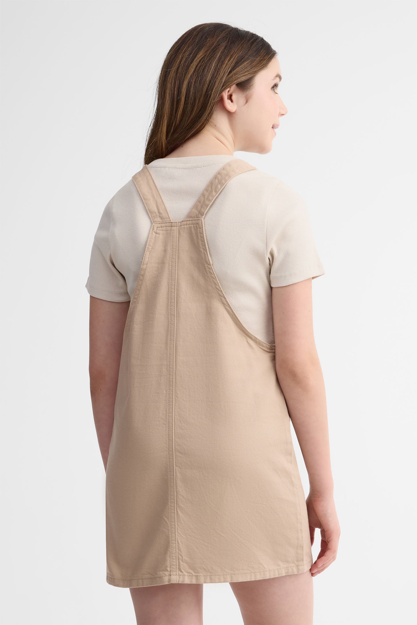 Robe-tablier en jeans - Ado fille && BEIGE PALE