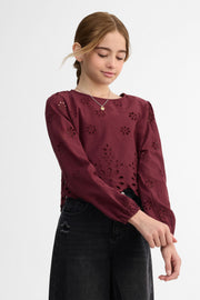 Chemisier manches longues ballon - Ado fille && ROUGE