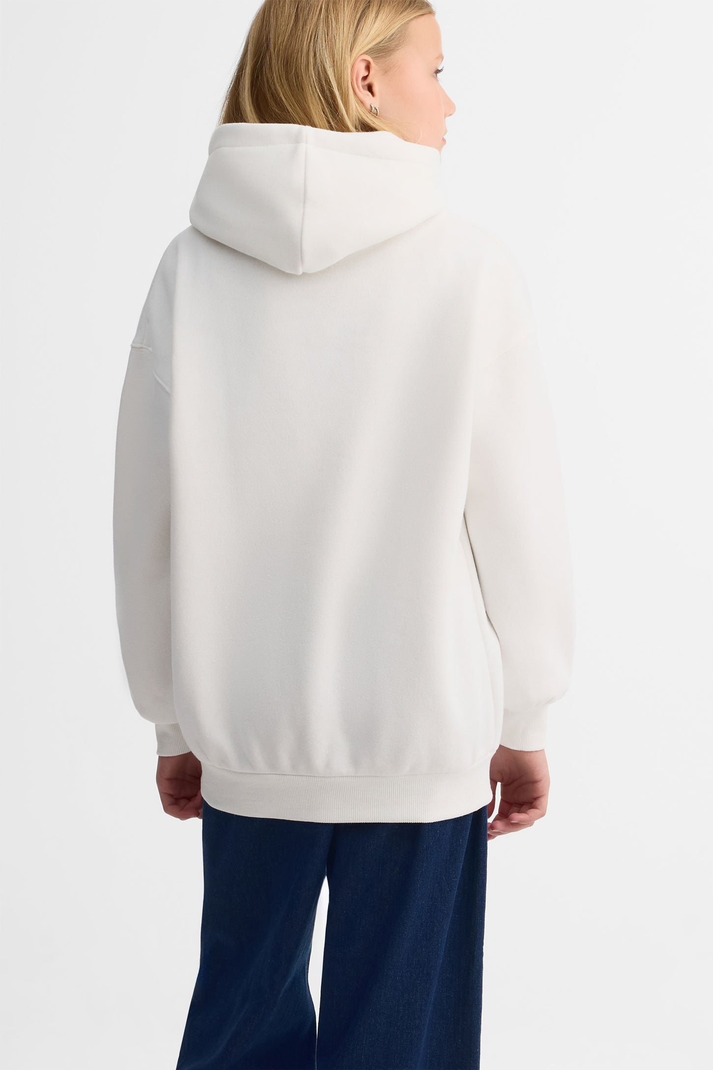 Chandail à capuchon coton ouaté - Ado fille && BLANC CASSÉ
