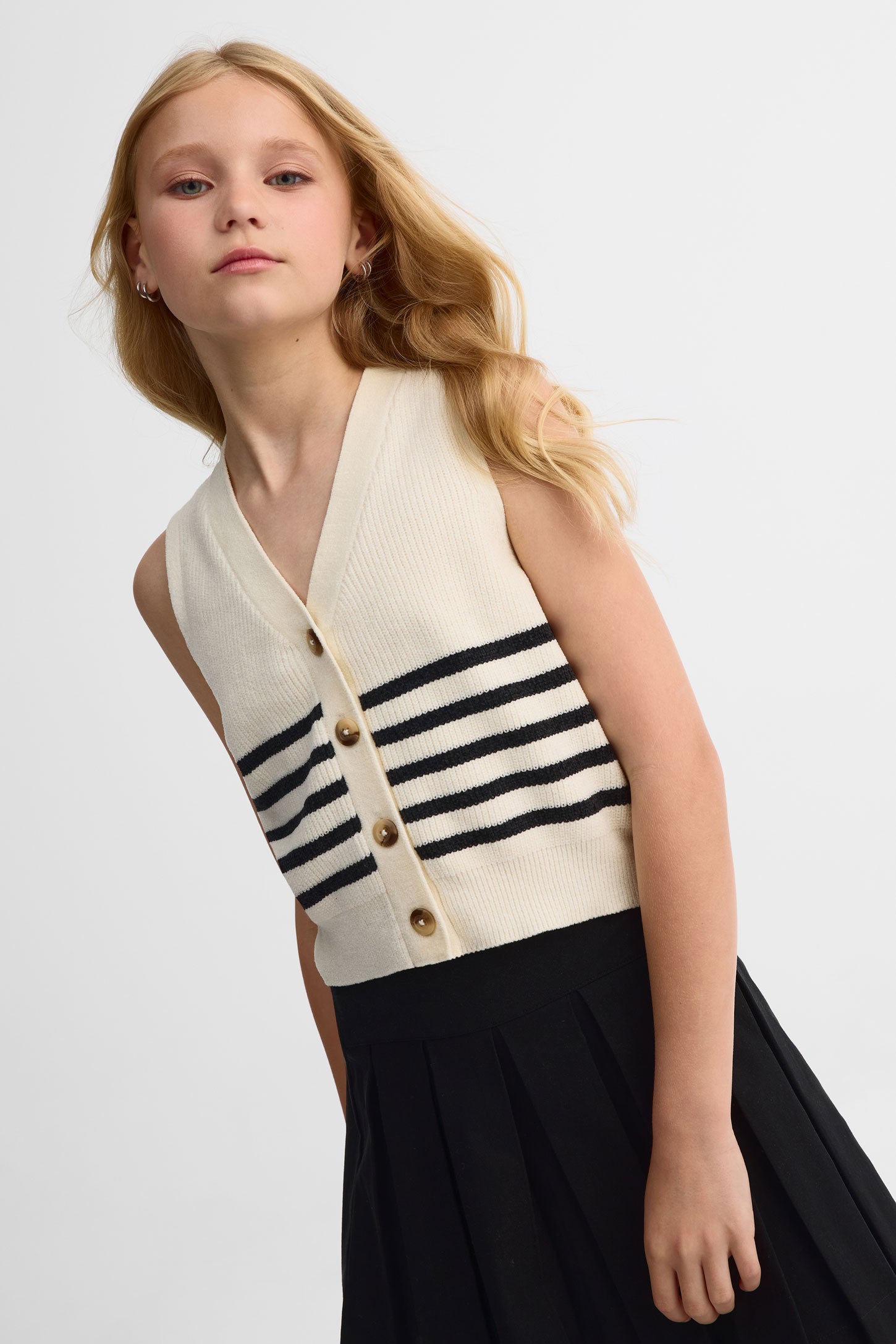 Débardeur en tricot - Ado fille && BLANC CASSÉ