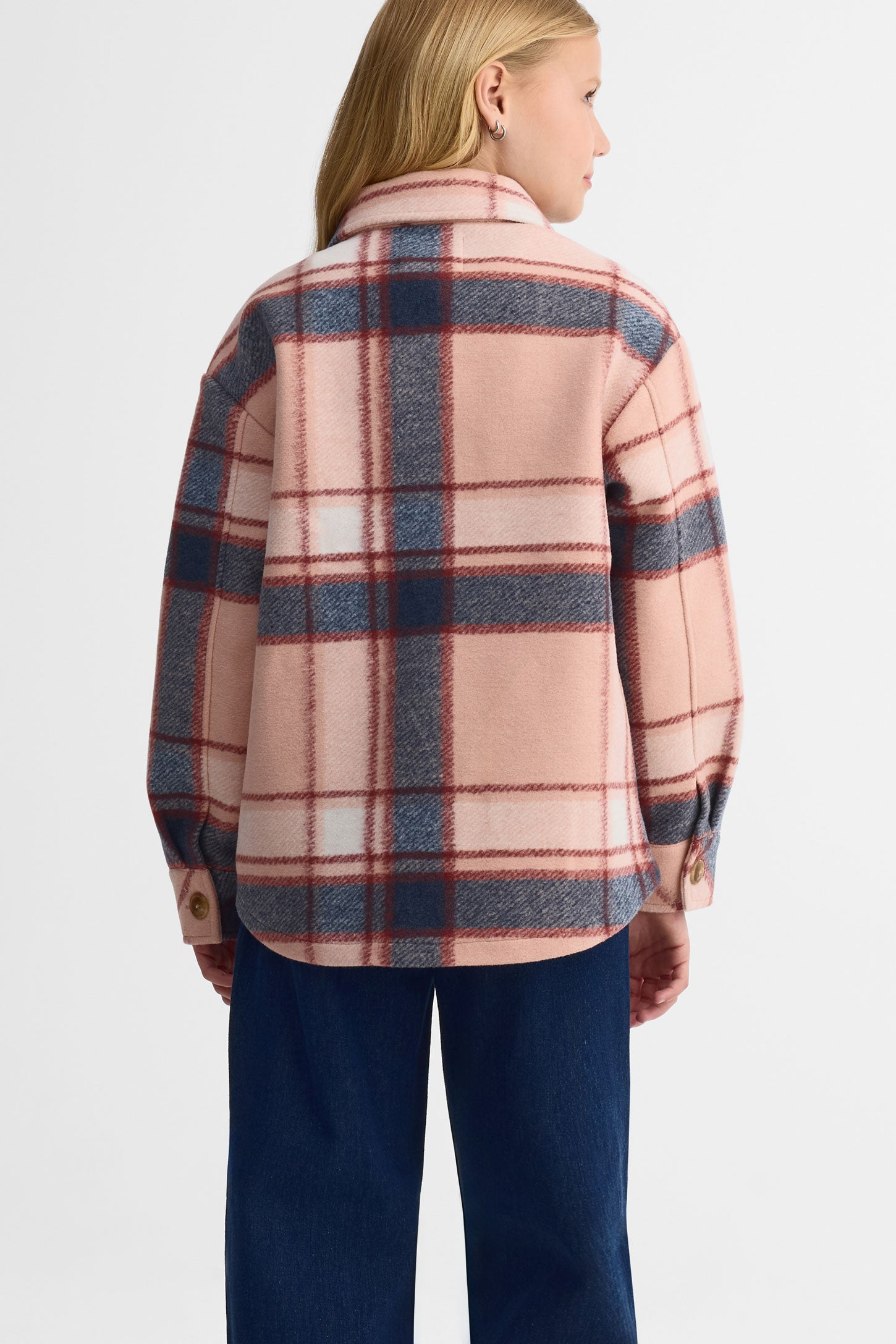 Surchemise à carreaux en tricot brossé - Ado fille && ROSE MULTI