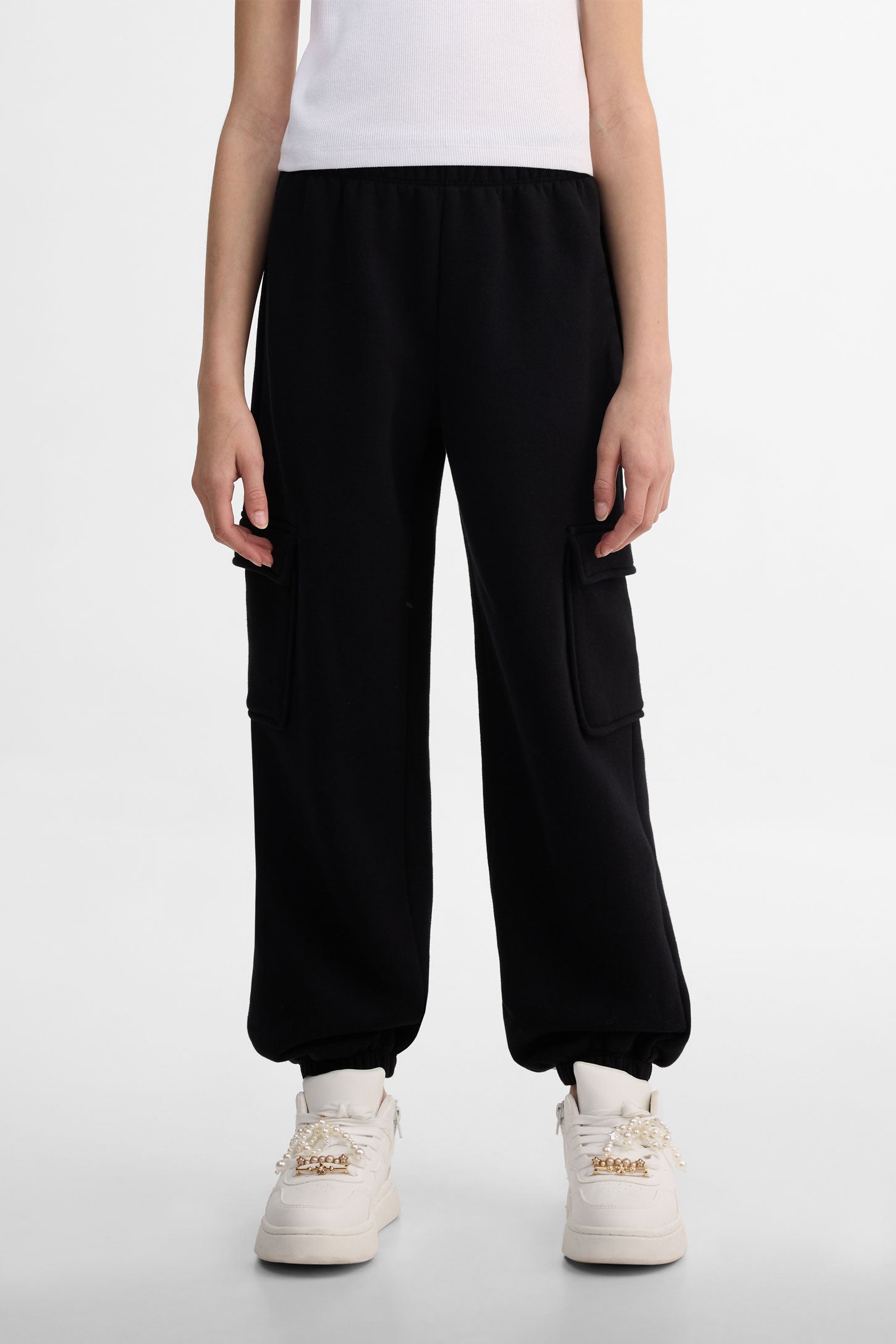 Pantalon jogger ouaté - Ado fille && NOIR