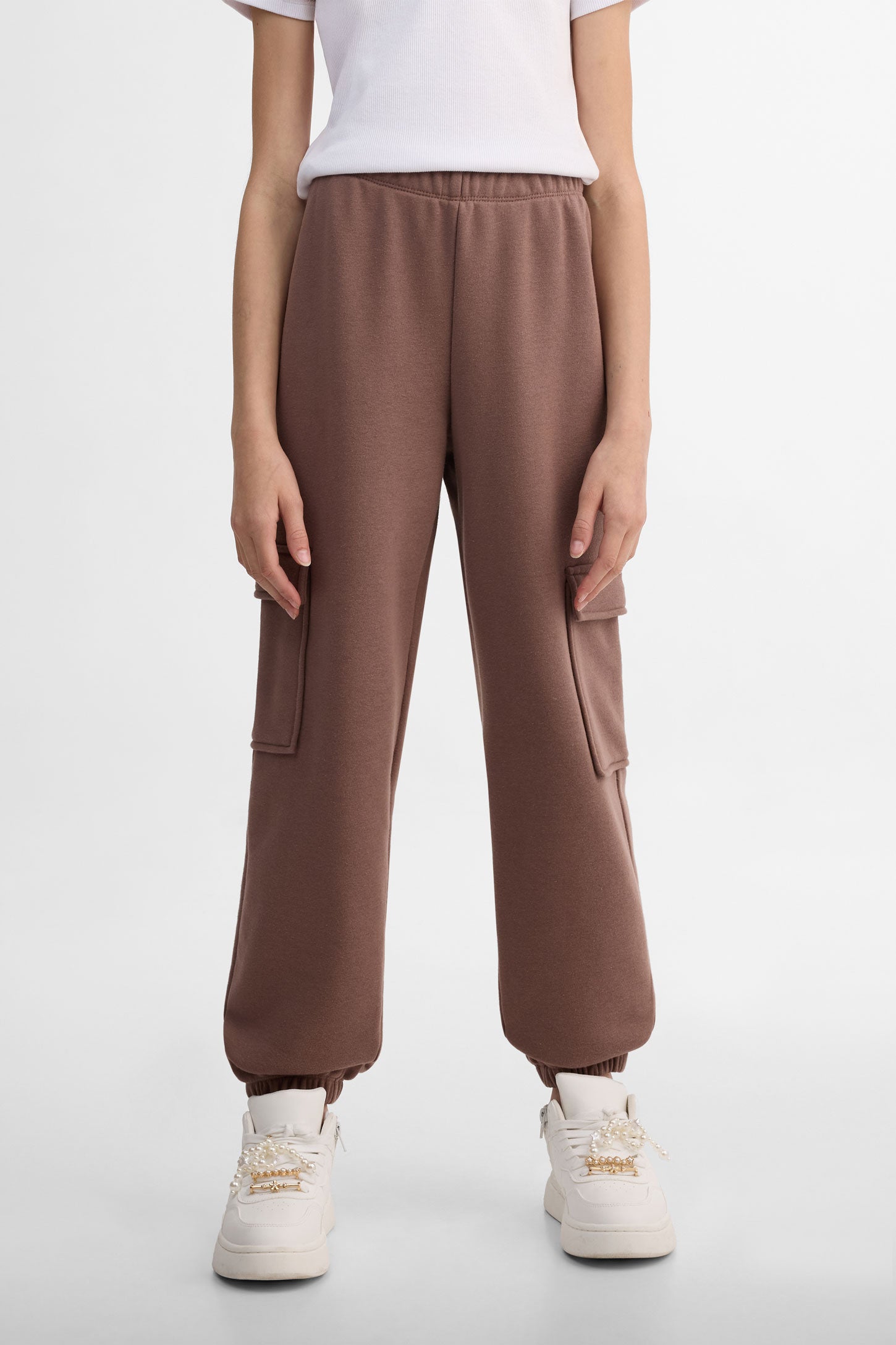 Pantalon jogger ouaté - Ado fille && TAUPE