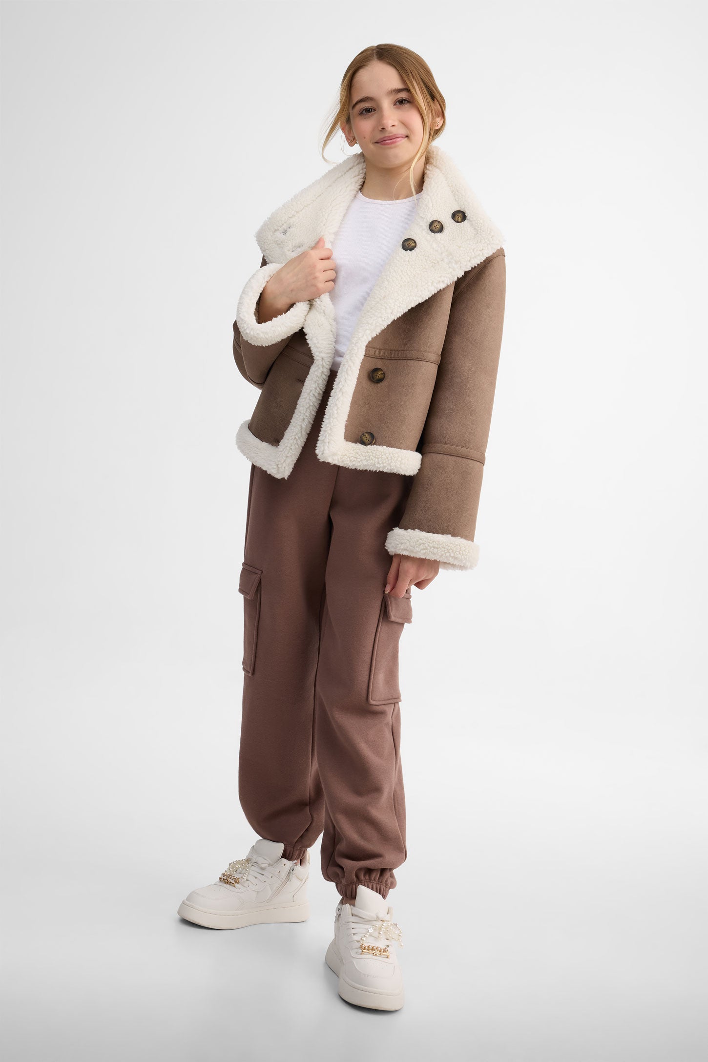 Pantalon jogger ouaté - Ado fille && TAUPE