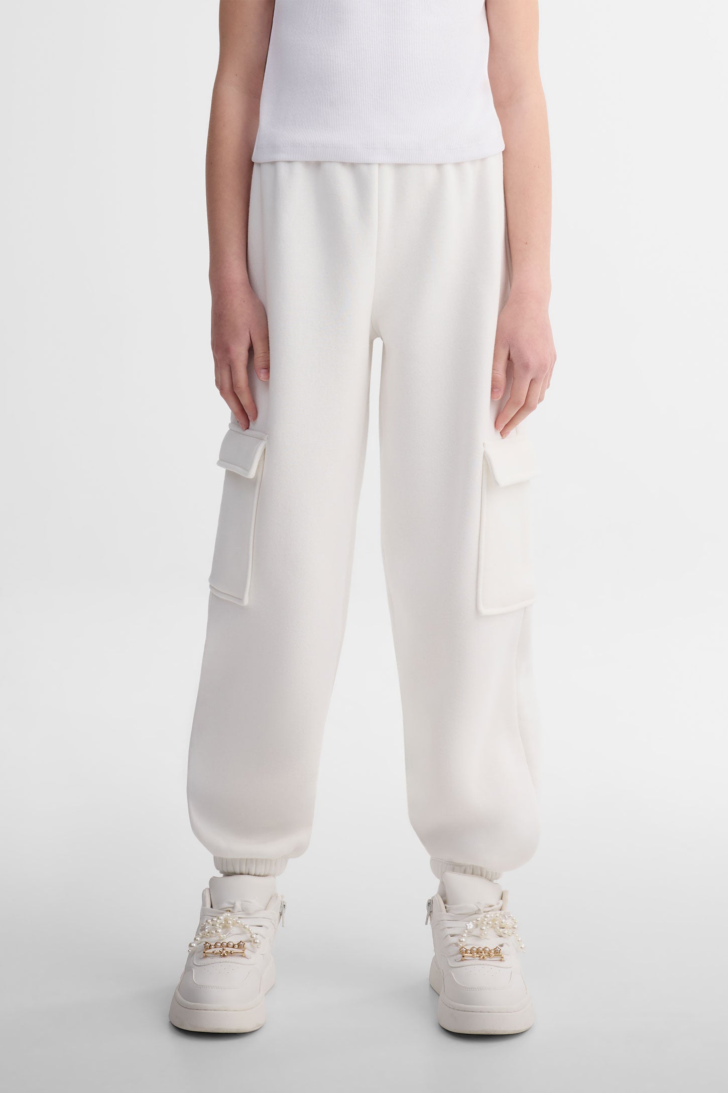 Pantalon jogger ouaté - Ado fille && BLANC CASSÉ