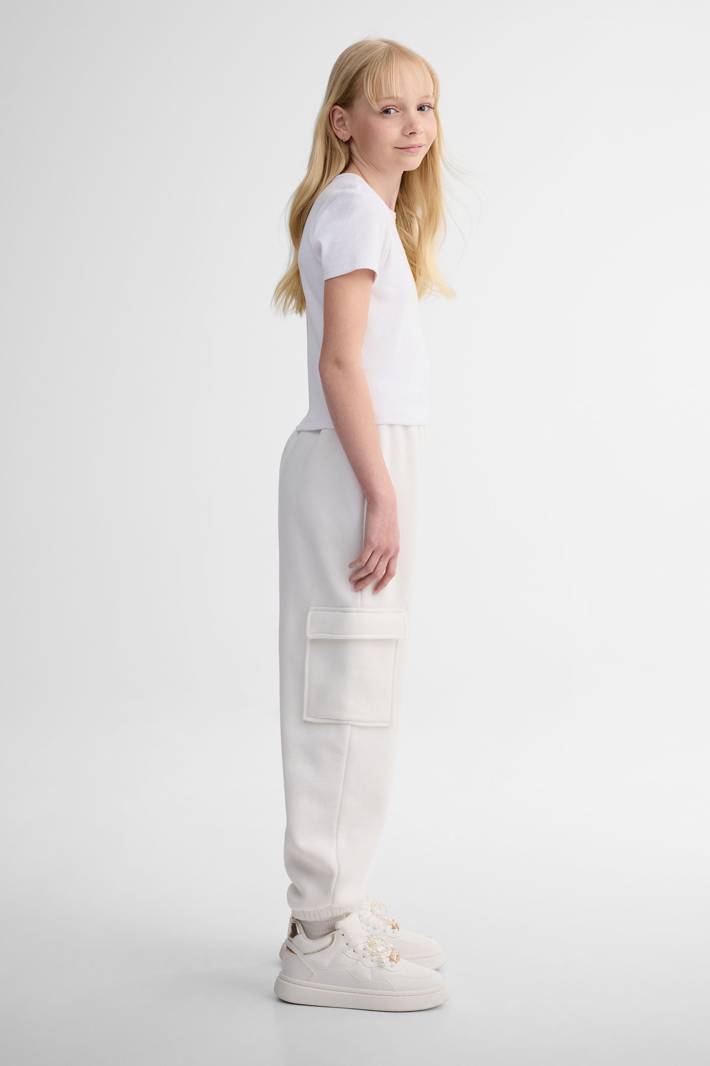 Pantalon jogger ouaté - Ado fille && BLANC CASSÉ